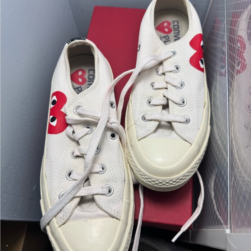 Comme des Garçons PLAY White Sneakers with Red Heart